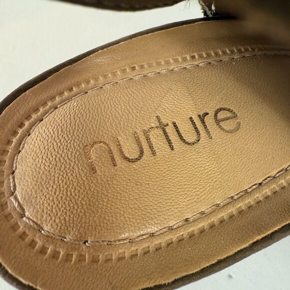 Nurture Bellamey Lace Up Sandals Textured Green Leather Block Heel Women's 6.5 - Picture 9 of 10